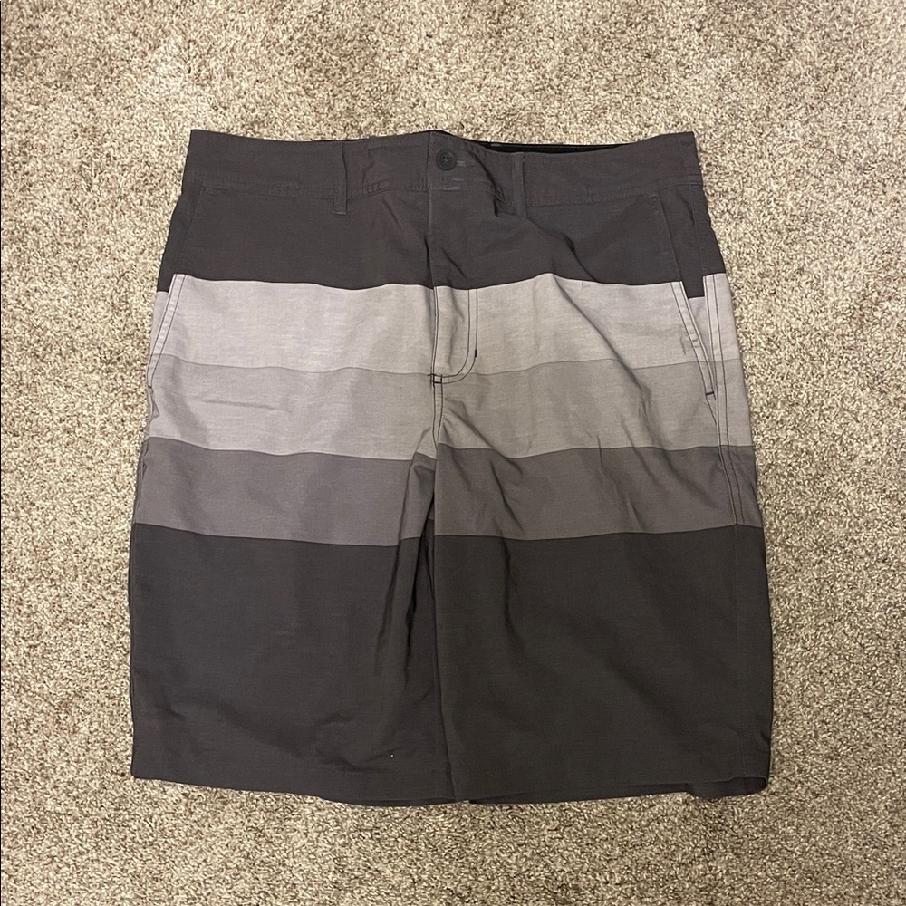 Striped Black and Gray Shorts